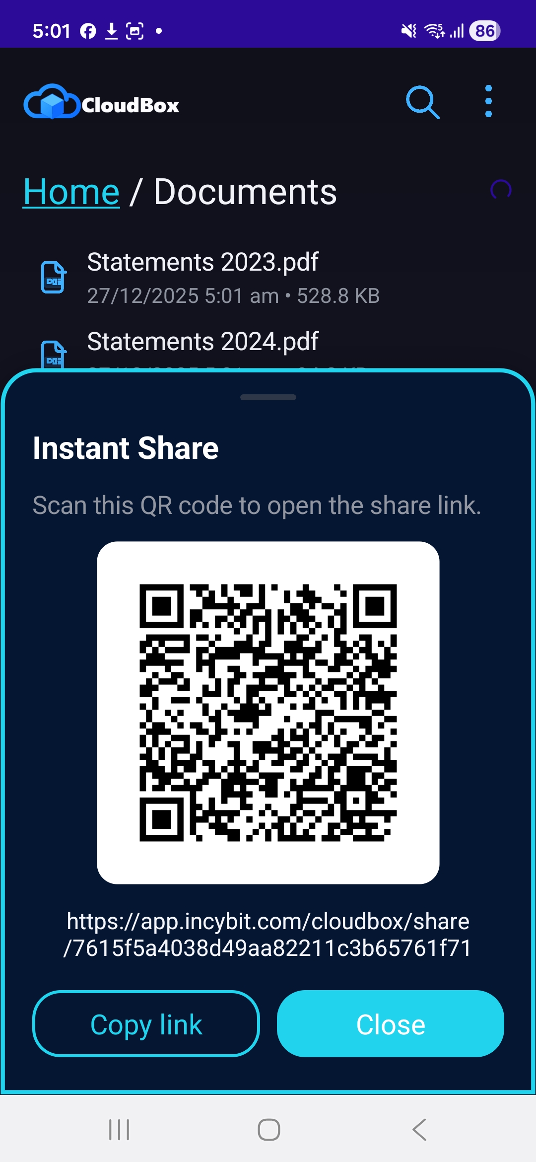CloudBox Instant Share screenshot